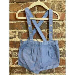 Vintage 60 or 70s RN 15517 Blue Suspender Shorts Baby/Toddler Size 24 Months